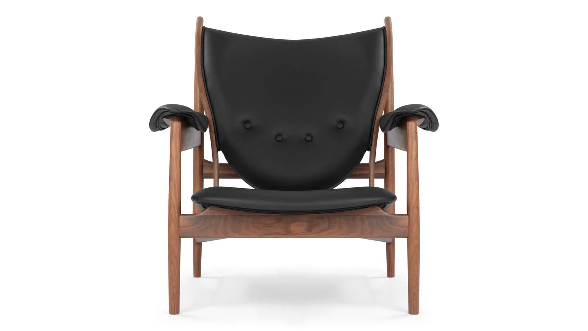 Mid-Century Walnut Leather Armchair