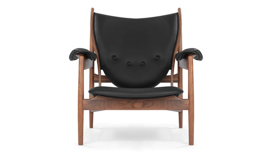 Mid-Century Walnut Leather Armchair