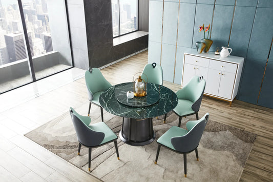 Opulent Emerald Marble Dining Set