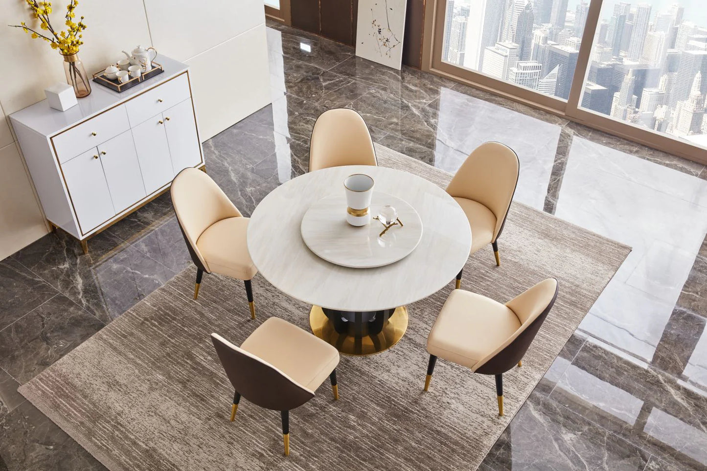 Opulent Radiance Marble Dining Set