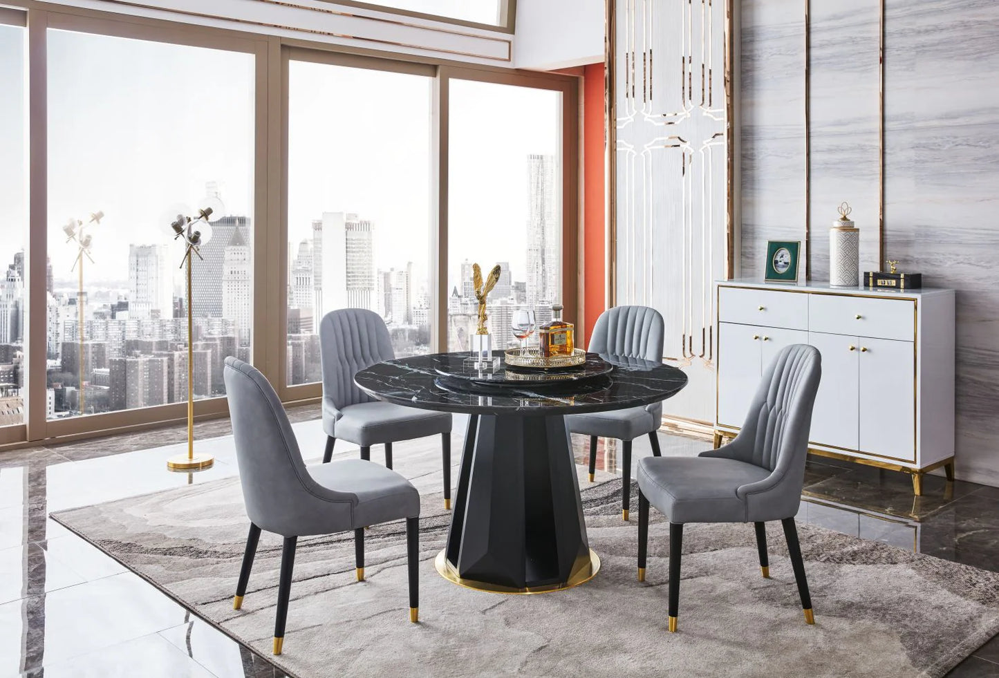 Opulent Zenith Marble Dining Set